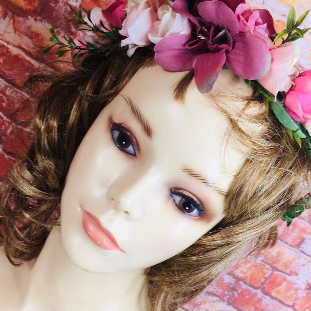 Pink and Purple Flower Crown Headband - Picture 4 of 5